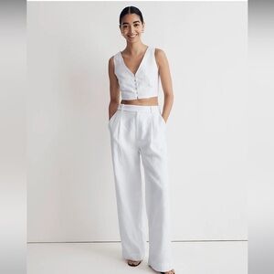 Madewell White Linen Wide Leg Pants